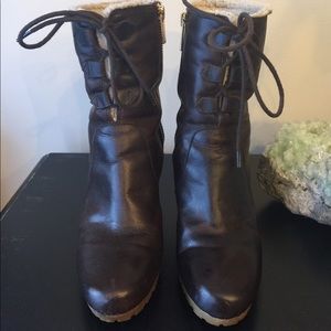 Michael Kors leather ankle boots, rubber wedges